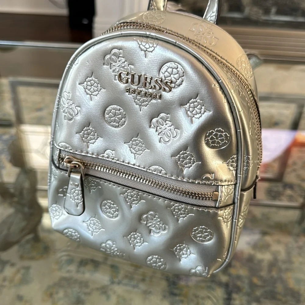 Guess silver mini backpack